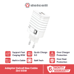 Delcell Adaptor Charger BEE GaN PD65W Fast Charging Quick Charging 3.0 built in Kable 720mm