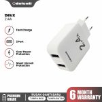 Delcell Deux Adaptor Charger 2.4A Dual Port USB Fast Charge