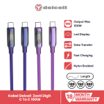 Delcell Kabel Zaxti Digit Kabel Data Fast Charging Type C to Type C Digital Display 100W 1M