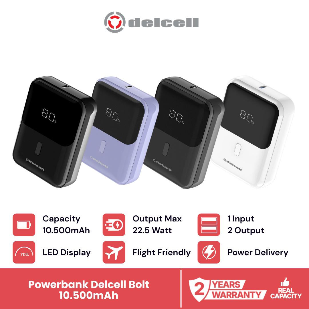 Delcell Bolt Powerbank Mini 10500mAh Fast Charging 22.5W Digital Display QC + PD 2