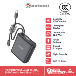 [Sertifikat CCC] Delcell TERRA Power bank Pocket Mini 10500mAh Fast Charging QC PD 22.5W LED Display Built in Cable Type C - Lightning